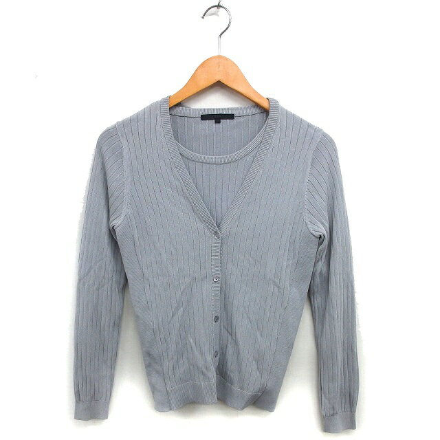 【中古】アナイ ANAYI アンサンブルニット ツインニット リブ カーディガン ハイゲージ ラウンドネック..