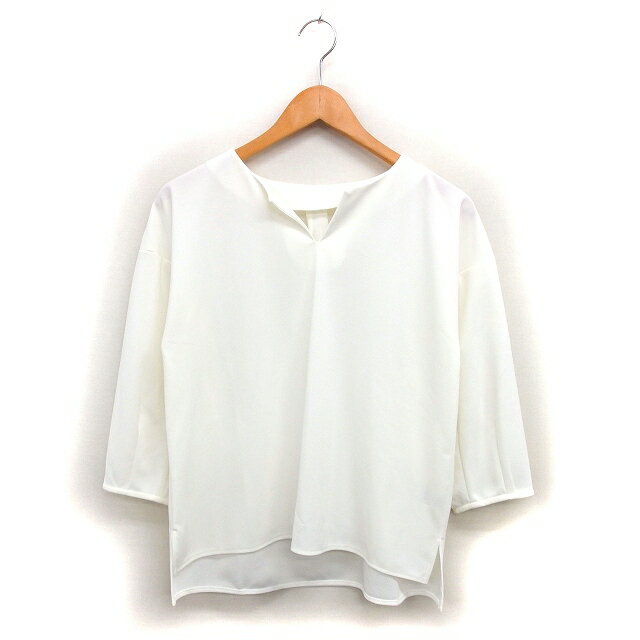 【中古】マーベラスバイピエロ marvelous by Pierrot タック スリットネック ブラウス スリット ワイド 透け感 バックロング 長袖 M オフホワイト /NT20 レディース 【ベクトル 古着】 251128