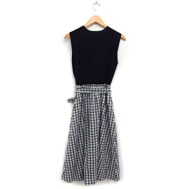 【中古】ミラオーウェン Mila Owen 切替 ワンピース ノースリーブ ロング丈 ニット リネン チェック柄スカート 0 ブラック 黒 /FT35 レディース 【ベクトル 古着】 251213 vectorpremium-18763572 ブランド古着ベクトルプレミアム店 サンプル画像2