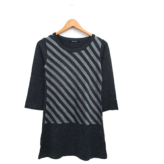 Tunics - 【中古】メイソングレイ MAYSON GREY ニット チュニック 長袖 ストライプ 2 チャコールグレー スミクロ /KT2 レディース 【ベクトル 古着】 260205
