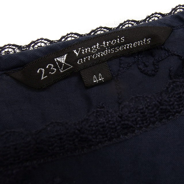 【中古】23区 オンワード樫山 レース ブラウス 刺繍 ボートネック コットン 綿 七分袖 44 紺 ネイビー /NT30 レディース 【ベクトル 古着】 260918 vectorpremium-19422693 ブランド古着ベクトルプレミアム店 サンプル画像3