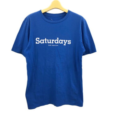 【中古】サタデーズサーフ SATURDAYS SURF NYC Tシャツ プルオーバー クルーネック プリント 半袖 S 青 白 ブルー ホワイト メンズ 【ベクトル 古着】 211116