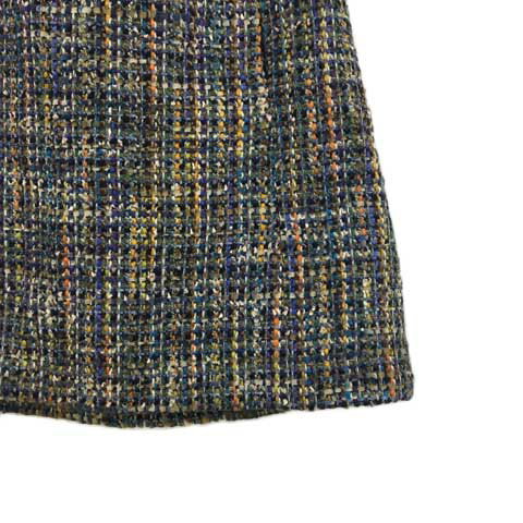 【中古】ロペ ROPE スカート 台形 ミニ ツイード調 ラメ マルチカラー 36 ベージュ 青 ブルー レディース 【ベクトル 古着】 231222