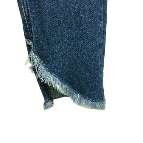 【中古】ジーナシス JEANASIS パンツ デニム ジーンズ スキニー ロング ジップフライ ダメージ加工 カットオフ S 紺 青 ネイビー ブルー レディース 【ベクトル 古着】 240129