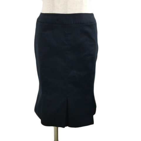 【中古】エムエフエディトリアル m.f.editorial スカート フレア プリーツ 膝丈 リネン混 無地 S 紺 ネイビー レディース 【ベクトル 古着】 240213