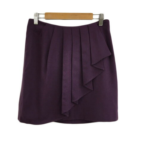 【中古】ラ トータリテ La TOTALITE スカート フレア ミニ ウール タック フリル 無地 36 紫 パープル レディース 【ベクトル 古着】 240308