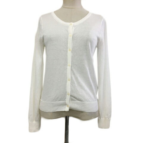 【中古】レトロガール RETRO GIRL カーディガン ニット ラウンドネック 無地 透け感 薄手 長袖 M 白 ホワイト レディース 【ベクトル 古着】 240425