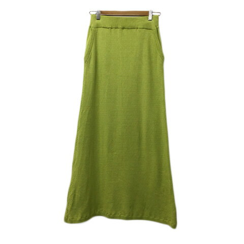 【中古】ロデオクラウンズ Rodeo Crowns スカート ニット フレア ロング ウエストゴム ネオン 無地 FREE 黄緑 イエローグリーン レディース 【ベクトル 古着】 240514(4)