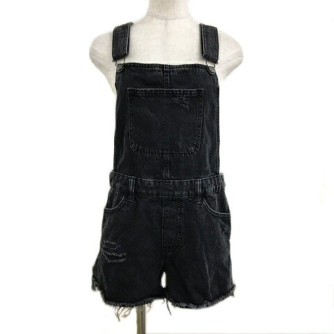 【中古】ベルシュカ Bershka DENIM オーバーオール サロペット ショート デニム ダメージ加工 ノースリーブ USA M 黒 グレー ブラック レディース 【ベクトル 古着】 240607 【中古】ベルシュカ Bershka DENIM オーバーオール サロペット ショート デニム ダメージ加工 ノースリーブ USA M 黒 グレー ブラック レディース 【ベクトル 古着】 240607