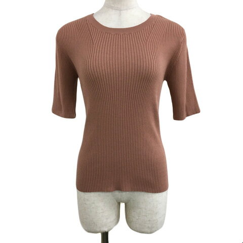 【中古】ビーミングバイビームス B:MING LIFE STORE by BEAMS ニット カットソー プルオーバー クルーネック 無地 リブ 五分袖 ピンク 茶 ブラウン レディース 【ベクトル 古着】 240618
