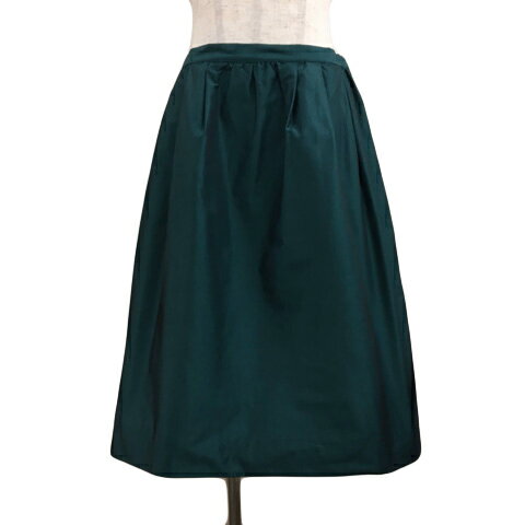 【中古】グリーンレーベルリラクシング ユナイテッドアローズ green label relaxing スカート フレア ギャザー 膝丈 無地 40 緑 グリーン レディース 【ベクトル 古着】 240619
