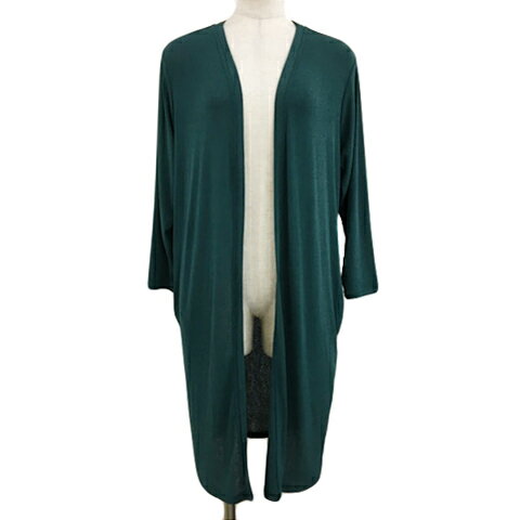 【中古】サマンサモスモス SM2 カーディガン ニット ノーカラー ロング 前開き 無地 長袖 F 緑 グリーン レディース 【ベクトル 古着】 240705