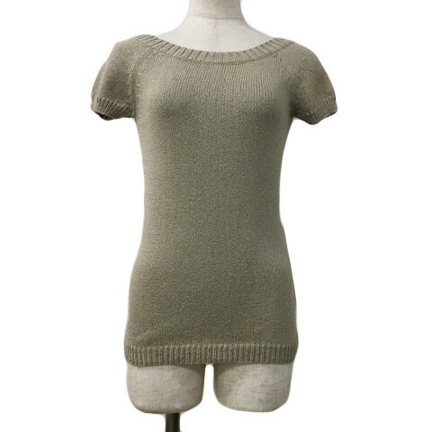 【中古】ボナジョルナータ BUONA GIORNATA セーター ニット プルオーバー ボートネック バックオープン 無地 半袖 F ベージュ レディース 【ベクトル 古着】 240822