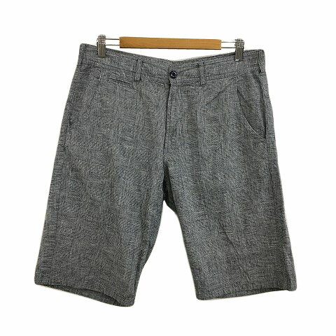 【中古】グローバルワーク GLOBAL WORK パンツ ショート ハーフ リネン グレンチェック L グレー 黒 ブラック メンズ 【ベクトル 古着】 240725