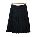 【中古】ドゥーズィエム クラス ラリュー DEUXIEME CLASSE L'ALLURE スカート プリーツ フレア 膝丈 チェック ウール 36 紺 茶 ネ...