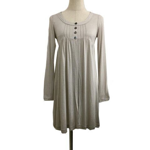 【中古】スタニングルアー STUNNING LURE カーディガン カットソー Uネック 無地 ギャザー リネン混 ロング 長袖 F グレー ベージュ レディース 【ベクトル 古着】 241007