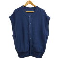 【中古】ハレ HARE ベスト ジレ ニット クルーネック 前開き 無地 ノースリーブ S 青 ブルー メンズ 【ベクトル 古着】 240816