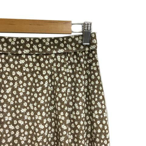 【中古】未使用品 ロペピクニック ROPE Picnic スカート タイト ロング ベロア ウエストゴム スリット 花柄 総柄 38 茶 緑 ブラウン グリーン レディース 【ベクトル 古着】 240823