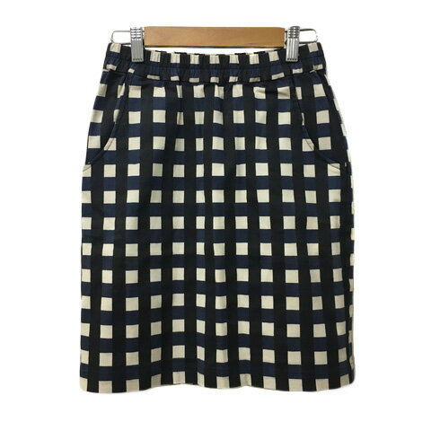 【中古】ドット&ストライプス チャイルドウーマン Dot&Stripes CHILD WOMAN スカート タイト ミニ チェック ウエストゴム F 黒 白 ブラック ホワイト レディース 【ベクトル 古着】 240917