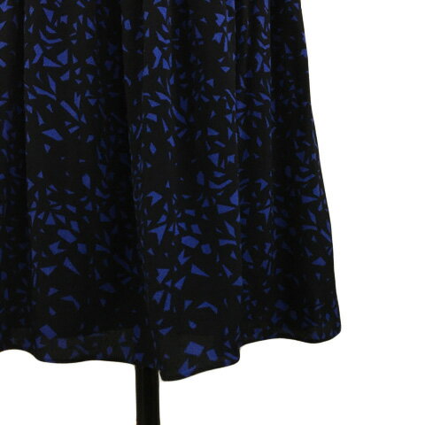 【中古】コントワーデコトニエ COMPTOIR DES COTONNIERS ワンピース Aライン フレア ギャザー ミニ 総柄 半袖 36 青 黒 ブルー ブラック レディース 【ベクトル 古着】 250430