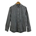 【中古】プラステ PLST シャツ カジュアル ネル ボタンダウン チェック 長袖 L 黒 白 ブラック ホワイト メンズ 【ベクトル 古着】 241015