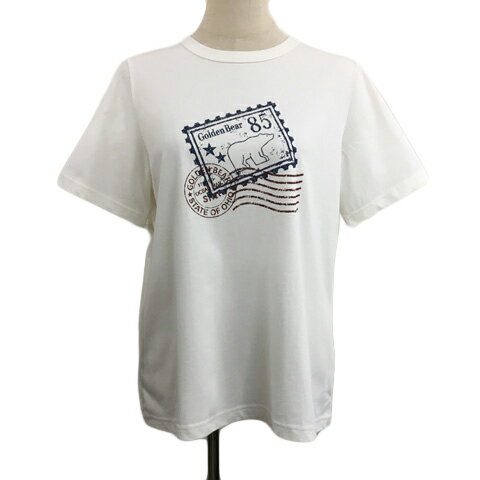 【中古】ゴールデンベア GOLDEN BEAR カットソー Tシャツ プルオーバー クルーネック プリント ロゴ 半袖 LL 白 紺 ホワイト ネイビー レディース 【ベクトル 古着】 241028