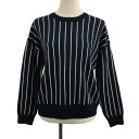 【中古】マウジー MOUSSY セーター ニット プルオーバー クルーネック ストライプ 長袖 FREE 紺 白 ネイビー ホワイト レディース 【ベクトル 古着】 241009(4)