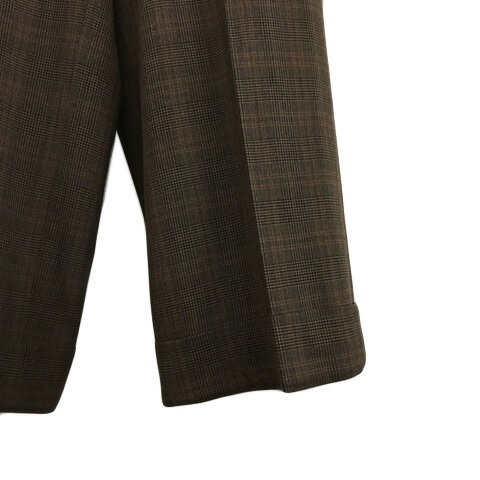 【中古】ガリャルダガランテ GALLARDAGALANTE NAVY パンツ ワイド ベイカー ロング ウエストゴム グレンチェック センタープレス 1 茶 赤 ブラウン レッド レディース 【ベクトル 古着】 241024