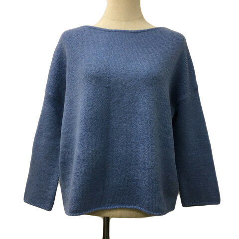 【中古】ザラ ZARA KNIT セーター ニット プルオーバー ボートネック 無地 長袖 USA M 青 ブルー レデ..