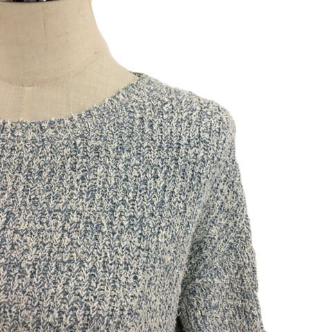 【中古】アングリッド UNGRID セーター ニット プルオーバー ラウンドネック スリット メランジ 長袖 F 青 白 ブルー ホワイト レディース 【ベクトル 古着】 241112