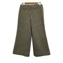 【中古】ヒューマンウーマン HUMAN WOMAN パンツ ワイド クロップド ウール ツイード調 ミックス SS 茶 ベージュ ブラウン レディース 【ベクトル 古着】 250115