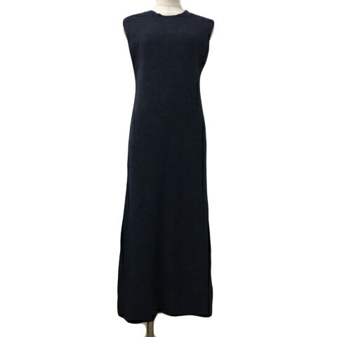 【中古】エミプラス emi+ ワンピース ニット Iライン ロング メランジ 無地 ノースリーブ 紺 ネイビー レディース 【ベクトル 古着】 241224