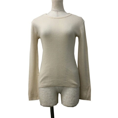 【中古】スピック&スパン Spick&Span セーター ニット プルオーバー ラウンドネック リブ ウール 長袖 白 ベージュ ホワイト レディース 【ベクトル 古着】 241203