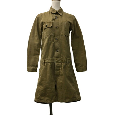 【中古】ジョンブル JOHNBULL オールインワン サロペット パンツ デニム ショート ボタンフライ 無地 長袖 S ベージュ レディース 【ベクトル 古着】 241204
