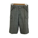 【中古】ベベ bebe パンツ ショート ハーフ カーゴ グレンチェック ラメ ウール センタープレス 裾ダブル 160 黒 白 ブラック ホワイト キッズ 【ベクトル 古着】 241125(4)