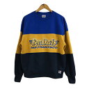 【中古】ベンデイビス BEN DAVIS トレーナー スウェット プルオーバー クルーネック 裏起毛 刺繍 ロゴ 長袖 M 青 黄 ブルー イエロー メンズ 【...