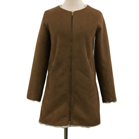 【中古】アーバンリサーチ サニーレーベル URBAN RESEARCH Sonny Label Favorite Play コート ノーカラー ミドル フェイクムートン フェイクファー ダブルジップ 長袖 36 茶 ブラウン レディース 【ベクトル 古着】 241216 【中古】アーバンリサーチ サニーレーベル URBAN RESEARCH Sonny Label Favorite Play コート ノーカラー ミドル フェイクムートン フェイクファー ダブルジップ 長袖 36 茶 ブラウン レディース 【ベクトル 古着】 241216