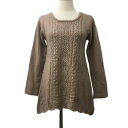 【中古】アクシーズファム axes femme チュニック ニット プルオーバー Uネック 無地 ケーブル スカラップ 長袖 M ベージュ 茶 ブラウン レディ...