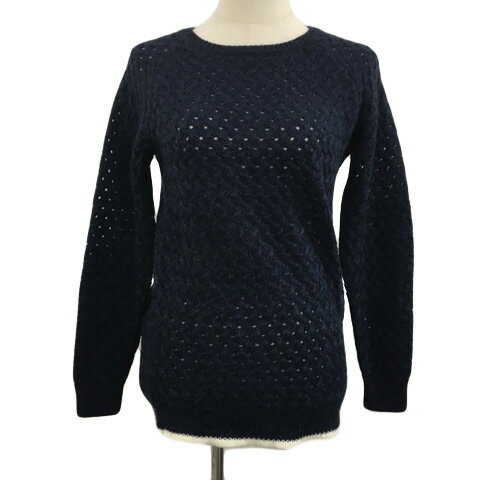 【中古】メイソングレイ MAYSON GREY セーター ニット プルオーバー ラウンドネック 切替 透かし編み ..