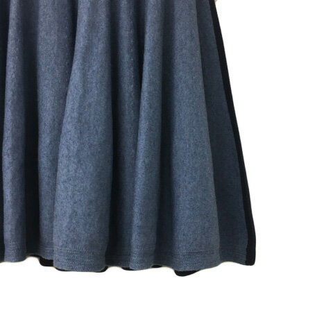 【中古】イリアンローブ iliann loeb スカート ニット フレア ミニ バイカラー カシミヤ混 リブ 青 紺 ブルー ネイビー レディース 【ベクトル 古着】 250114