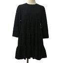 【中古】ザラ ZARA ワンピース フレア ミニ 無地 ティアード ジャガード ギャザー フリル 長袖 USA M 黒 ブラック レディース 【ベクトル 古着】 241220(4)