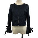 【中古】プロポーション ボディドレッシング PROPORTION BODY DRESSING ジャケット ノーカラー ジップアップ 無地 リボン 長袖 3 紺 ネイビー レディース 【ベクトル 古着】 250114(4)