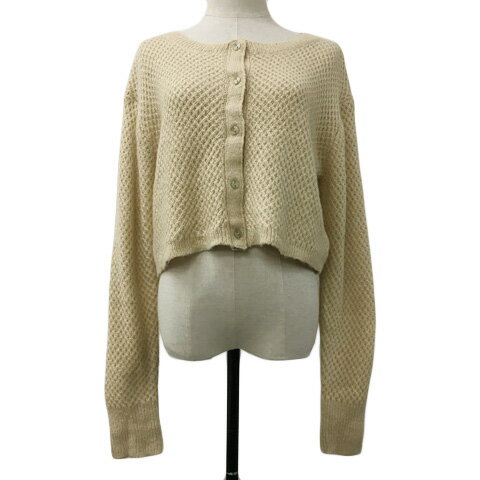 【中古】ミミトゥジュール mimi toujours カーディガン ニット ラウンドネック ワッフル 長袖 M ベージ..