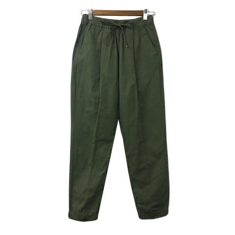 【中古】アーバンリサーチ ドアーズ URBAN RESEARCH DOORS パンツ テーパード ロング タック ウエストゴム イージー リネン混 無地 36 緑 グリーン レディース 【ベクトル 古着】 250402
