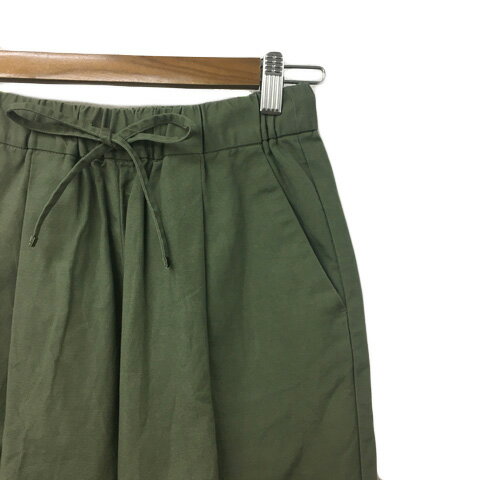 【中古】アーバンリサーチ ドアーズ URBAN RESEARCH DOORS パンツ テーパード ロング タック ウエストゴム イージー リネン混 無地 36 緑 グリーン レディース 【ベクトル 古着】 250402