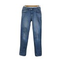 【中古】エドウィン EDWIN GOLD RUSH パンツ デニム ジーンズ テーパード ロング ジップフライ 無地 28 青 水色 ブルー ライトブルー レデ...