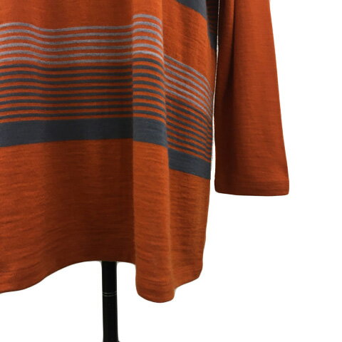 【中古】シンプルライフ SIMPLE LIFE チュニック セーター ニット プルオーバー ラウンドネック ウール ボーダー 長袖 オレンジ グレー レディース 【ベクトル 古着】 250228