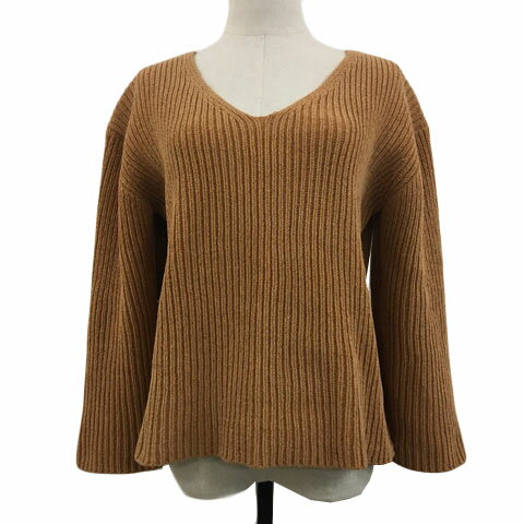 【中古】アングリッド UNGRID セーター ニット Vネック プルオーバー リブ 無地 長袖 F 茶 オレンジ ブ..