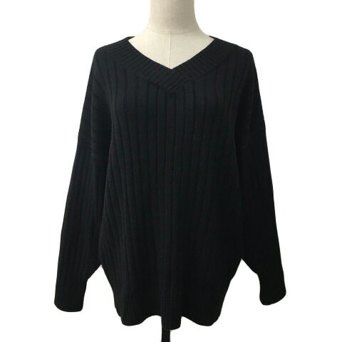 【中古】ジーナシス JEANASIS セーター ニット プルオーバー Vネック リブ 長袖 F 黒 ブラック レディ..