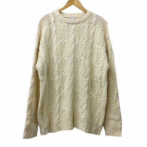 【中古】キャスパー ジョン Casper John セーター ニット プルオーバー ラウンドネック ケーブル編み 長袖 M 白 ベージュ ホワイト メンズ 【ベクトル 古着】 250228